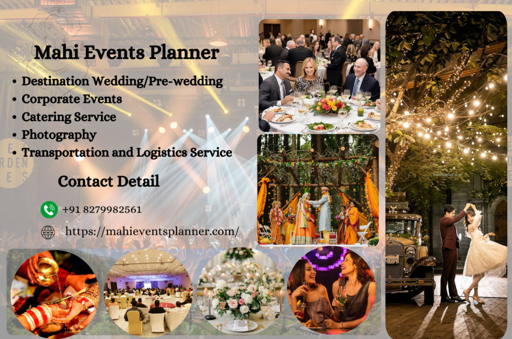 The home page banner of Mahi Events Planner - clearly shows the services offered by us